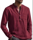 Men'S Long Sleeves V - Neck Casual Beach Linen Shirt