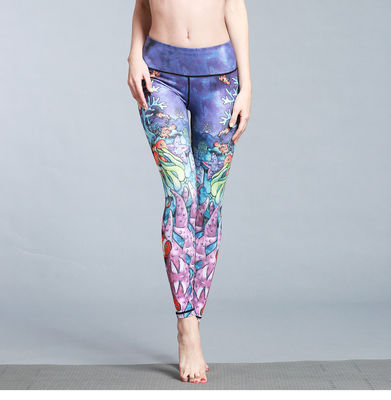 220GSM Stretchy Nylon Ladies Yoga Wear Leggings High Waisted Custom Printed
